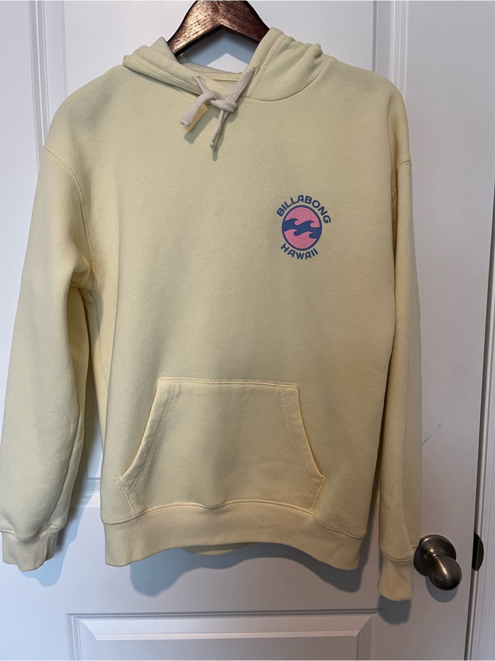 Billabong Butter Yellow Hoodie with Pink & Blue Logo